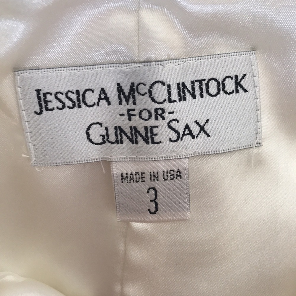 Jessica McClintock Cream and Gold Sparkly Glitter Strapless Formal Dress, Size 3 - Picture 3 of 8